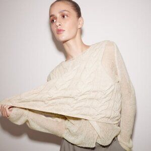 ZARA Wool Blend Knit Sweater Size M NWT Cream
